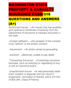 WASHINGTON STATE PROPERTY & CASUALTY INSURANCE EXAM/319 QUESTIONS AND ANSWERS (A+)