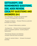 SSTTUUDDYY, DSE REMEMBERED QUESTIONS, DSE, ADEX REVIEW, CDCA/1117 QUESTIONS AND ANSWERS (A+)