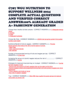 C787 WGU NUTRITION TO SUPPORT WELLNESS 2024 COMPLETE ACTUAL QUESTIONS AND VERIFIED CORRECT ANSWER100% ALREADY GRADED A+ PASS!!!NEW GENERATION