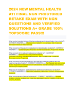 2024 NEW MENTAL HEALTH ATI FINAL NGN PROCTORED RETAKE EXAM WITH NGN QUESTIONS AND VERIFIED SOLUTIONS A+ GRADE 100% TOPSCORE PASS!!! 