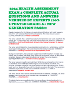 2024 HEALTH ASSESSMENT EXAM 4 COMPLETE ACTUAL QUESTIONS AND ANSWERS VERIFIED BY EXPERTS 100% UPDATED GRADE A+ NEW GENERATION PASS!!!