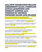2024 NEW GENERATION HEALTH ASSESSMENT EXAM 4 COMPLETE ACTUAL QUESTIONS AND CORRECT ANSWER 100% VERIFIED BY EXPERTS TOPSCORE RATED AND GRADED