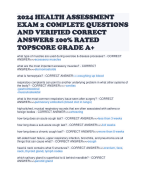 2024 HEALTH ASSESSMENT EXAM 2 COMPLETE QUESTIONS AND VERIFIED CORRECT ANSWERS 100% RATED TOPSCORE GRADE A+ 