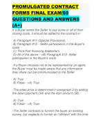 PROMULGATED CONTRACT FORMS FINAL EXAM/60 QUESTIONS AND ANSWERS (A+)
