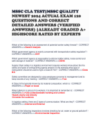 MSSC CLA TEST|MSSC QUALITY NEWEST 2024 ACTUAL EXAM 120 QUESTIONS AND CORRECT DETAILED ANSWERS (VERIFIED ANSWERS) |ALREADY GRADED A+ HIGHSCORE RATED BY EXPERTS