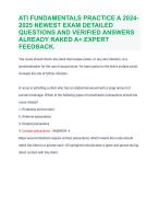 ATI FUNDAMENTALS PRACTICE A 2024-2025 NEWEST EXAM DETAILED QUESTIONS AND VERIFIED ANSWERS ALREADY RAKED A+.EXPERT FEEDBACK.