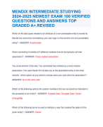 MENDIX INTERMEDIATE STUDYING 2024-2025 NEWEST EXAM 100 VERIFIED QUESTIONS AND ANSWERS TOP GRADED A+.REVISED