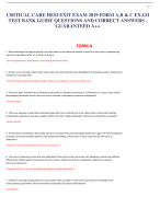 CRITICAL CARE HESI EXIT EXAM 2019 FORM A,B & C EXAM  TEST BANK GUIDE QUESTIONS AND CORRECT ANSWERS -  GUARANTEED A++    What assessment findings should he nurse document in the electronic medical record for a client who is experiencing autonomic dysreflex