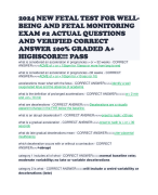 2024 NEW FETAL TEST FOR WELL-BEING AND FETAL MONITORING EXAM #2 ACTUAL QUESTIONS AND VERIFIED CORRECT ANSWER 100% GRADED A+ HIGHSCORE!!! PASS 