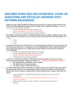  HESI MED SURG 2022-2023 EXAM REAL EXAM 160  QUESTIONS AND DETAILED ANSWERS WITH  RATIONALES(AGRADE)   1.	While assessing a client with diabetes mellitus, the nurse observes an absence of hair growth on the client's legs. What additional assessment provi