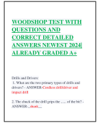 WOODSHOP TEST WITH QUESTIONS AND CORRECT DETAILED ANSWERS NEWEST 2024| ALREADY GRADED A+