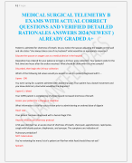 MEDICAL SURGICAL TELEMETRY B  EXAMS WITH ACTUAL CORRECT  QUESTIONS AND VERIFIED DETAILED  RATIONALES ANSWERS 2024(NEWEST )  ALREADY GRADED A+