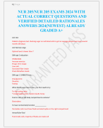 NUR 205/NUR 205 EXAMS 2024 WITH  ACTUAL CORRECT QUESTIONS AND  VERIFIED DETAILED RATIONALES  ANSWERS 2024(NEWEST) ALREADY  GRADED A+