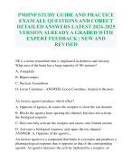 PMHNP STUDY GUIDE AND PRACTICE EXAM ALL QUESTIONS AND CORECT DETAILED ANSWERS LATEST 2024-2025 VERSION ALREADY A GRADED WITH EXPERT FEEDBACK | NEW AND REVISED