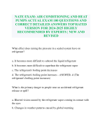 NATE EXAM: AIR CONDITIONING AND HEAT PUMPS ACTUAL EXAM 100 QUESTIONS AND CORRECT DETAILED ANSWERS TOP RATED VERSION FOR 2024-2025 HIGHLY RECOMMENDED BY EXPERTS | NEW AND REVISED