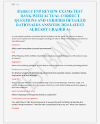 BARKLY FNP REVIEW EXAMS TEST  BANK WITH ACTUAL CORRECT  QUESTIONS AND VERIFIED DETAILED  RATIONALES ANSWERS 2024 LATEST  ALREADY GRADED A+
