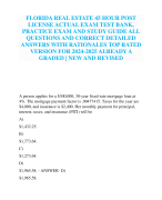 FLORIDA REAL ESTATE 45 HOUR POST LICENSE ACTUAL EXAM TEST BANK, PRACTICE EXAM AND STUDY GUIDE ALL QUESTIONS AND CORRECT DETAILED ANSWERS WITH RATIONALES TOP RATED VERSION FOR 2024-2025 ALREADY A GRADED | NEW AND REVISED
