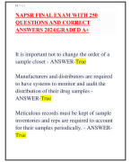 NAPSR FINAL EXAM WITH 250 QUESTIONS AND CORRECT ANSWERS 2024|GRADED A+