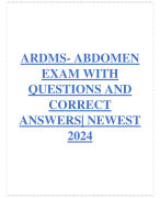 ARDMS- ABDOMEN EXAM WITH QUESTIONS AND CORRECT ANSWERS| NEWEST 2024