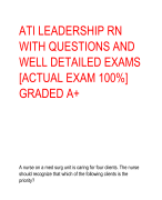 ATI LEADERSHIP RN  WITH QUESTIONS AND  WELL DETAILED EXAMS  [ACTUAL EXAM 100%]  GRADED A+