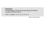 Summary PART 2: Fundamentals of human Neuropsychology (Kolb & Whishaw, 2015) 