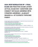 2024 new generation NP 1 Final Exam AND PRACTICE EXAM LATEST ACTUAL EXAM 500+ QUESTIONS AND CORRECT DETAILED ANSWERS WITH (VERIFIED ANSWERS) |ALREADY GRADED A+ BY EXPERTS TOPSCORE PASS!!!