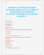 BARKLEY COMPLETE REVIEW  EXAM 2024 WITH ACTUAL CORRECT  QUESTIONS AND VERIFIED  DETAILED ANSWERS 2024 ALREADY  GRADED A+