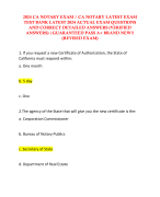 2024 CA NOTARY EXAM / CA NOTARY LATEST EXAM TEST BANK LATEST 2024 ACTUAL EXAM QUESTIONS AND CORRECT DETAILED ANSWERS (VERIFIED ANSWERS) |GUARANTEED PASS A+ BRAND NEW!! (REVISED EXAM)