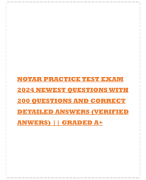 NOTAR PRACTICE TEST EXAM 2024 NEWEST QUESTIONS WITH 200 QUESTIONS AND CORRECT DETAILED ANSWERS (VERIFIED ANWERS) || GRADED A+