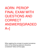 AORN PERIOP  FINAL EXAM WITH  QUESTIONS AND  CORRECT  ANSWERS[GRADED  A+]