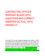 CONTRACTING OFFICER  WARRANT BOARD WITH QUESTIONS AND CORRECT  ANSWERS [ACTUAL 100%]  GRADED A+