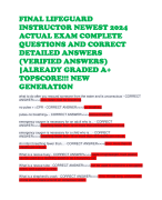 FINAL LIFEGUARD INSTRUCTOR NEWEST 2024 ACTUAL EXAM COMPLETE QUESTIONS AND CORRECT DETAILED ANSWERS (VERIFIED ANSWERS) -ALREADY GRADED A+ TOPSCORE!!! NEW GENERATION