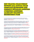 EMT TRAUMA EXAM FISDAP NEWEST 2024 ACTUAL EXAM COMPLETE QUESTIONS AND CORRECT DETAILED ANSWERS (VERIFIED ANSWERS) -ALREADY GRADED A+ HIGHSCORE!!! PASS