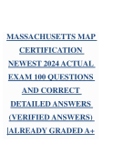 MASSACHUSETTS MAP CERTIFICATION NEWEST 2024 ACTUAL EXAM 100 QUESTIONS AND CORRECT DETAILED ANSWERS (