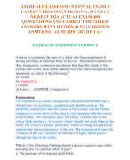 ATI HEALTH ASSESSMENT FINAL EXAM 3  LATEST VERSIONS (VERSION A, B AND C)  NEWEST 2024 ACTUAL EXAM 400  QUWESTIONS AND CORRECT DETAILED  ANSWERS WITH RATIONALES (VERIFIED  ANSWERS) | ALREADY GRADED A+