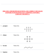 ORGANIC CHEMISTRYQUESTIONS AND CORRECT DETAILED ANSWERS WITH RATIONALES (VERIFIED ANSWERS) | ALREADY GRADED A+