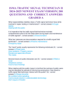 ISMA TRAFFIC SIGNAL TECHNICIAN II  2024-2025 NEWEST EXAM VERSION| 200  QUESTIONS AND CORRECT ANSWERS  GRADED A