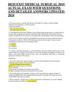 HESI EXIT MEDICAL SURGICAL 2019 ACTUAL EXAM WITH QUESTIONS AND DETAILED ANSWERS UPDATED 2024     