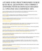 ATI MED SURG PROCTORED/MED SURGE QUIZ REAL QUESTIONS AND CORRECT ANSWERS WITH RATIONALES GRADED A+ UPDATED 2024 CERTIFIED 100% 