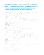 BRUNNER & SUDDARTH’ MEDICAL-SURGICAL NURSING 14TH AND 15TH -2024-2025  (ACTUAL TEST) REAL EXAM QUESTIONS AND CORRECT GENUINE ANSWERS VERIFIED BY EXERTS (LATEST UPDATE VERSION ) ALREADY GRADED A+