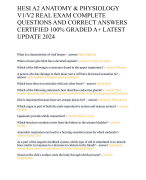 HESI A2 ANATOMY & PHYSIOLOGY V1/V2 REAL EXAM COMPLETE QUESTIONS AND CORRECT ANSWERS CERTIFIED 100% GRADED A+ LATEST UPDATE 2024 