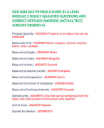 OCR 2024 GCE PHYSICS A H150\ 01 A LEVEL MODULE 2 HIGHLY QUALIFIED QUESTIONS AND CORRECT DETAILED ANSWERS (ACTUAL TEST) ALREADY GRADED A+