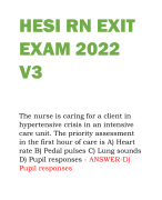 HESI RN EXIT  EXAM 2022  V3