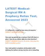 LATEST MedicalSurgical RN A  Prophecy Relias Test,  Answered 2023