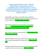 HESI RN PEDIATRICS EXAM / HESI RN PEDIATRICS CASE STUDIES (ACUTE LYMPHOBLASTIC LUKEMIA) ACTUAL TEST QUESTIONS AND WELL ELABORATED ANSWERS LATEST UPDATES 2024 |ALREADY GRADED A+ (BRAND NEW!!)