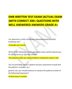 EMR WRITTEN TEST EXAM (ACTUAL EXAM )WITH CORRECT 200+ QUESTIONS WITH WELL ANSWERED ANSWERS GRADE A+