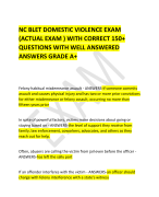  NC BLET DOMESTIC VIOLENCE EXAM (ACTUAL EXAM ) WITH CORRECT 150+ QUESTIONS WITH WELL ANSWERED ANSWERS GRADE A+ 