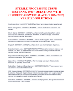 STERILE PROCESSING CBSPD  TESTBANK 1900+ QUESTIONS WITH  CORRECT ANSWERS (LATEST 2024/2025)  VERIFIED SOLUTIONS