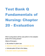 Test Bank Q  Fundamentals of  Nursing: Chapter  20 - Evaluation