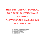 HESI EXIT MEDICAL SURGICAL  2019 EXAM QUESTIONS AND  100% C0RRECT  ANSWERS/MEDICAL SURGICAL  HESI EXIT EXAM  100% CORRECT ANSWERS QITH EXPLANATIONS  160 EXAM QUESTIONS WITH ANSWERS  90% PASS RATE GUARANTEE  ANSWERS WITH EXPLANATIONS  UPDATE